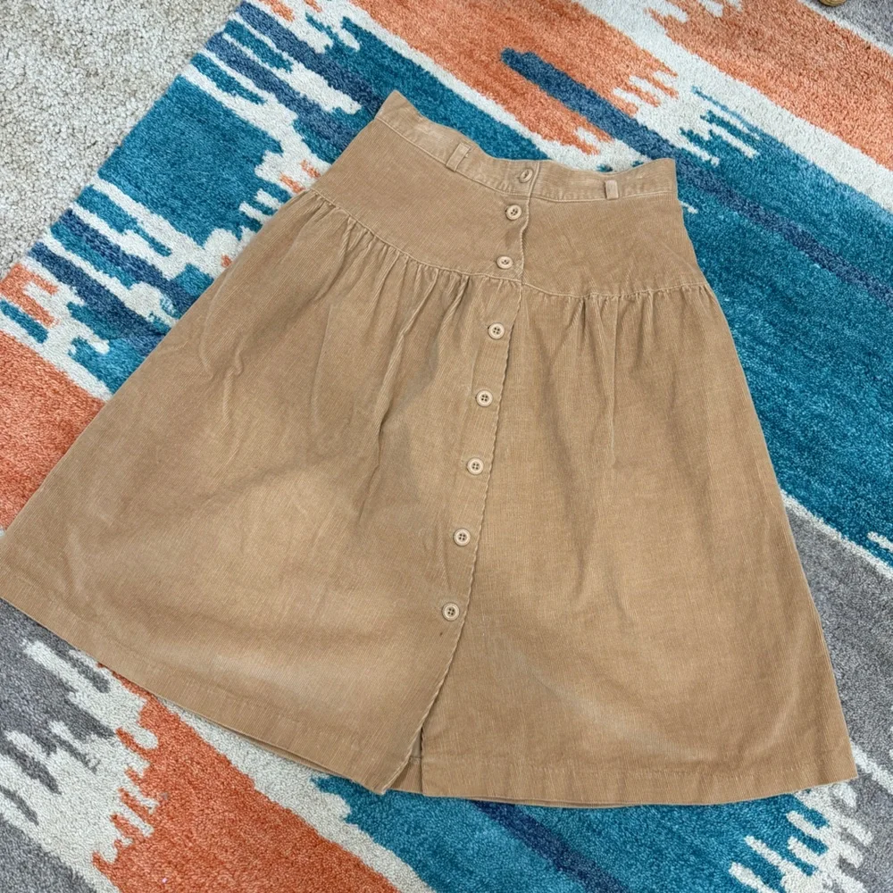 Vintage Jean Nicole Tan Corduroy Button-Front Western Skirt
